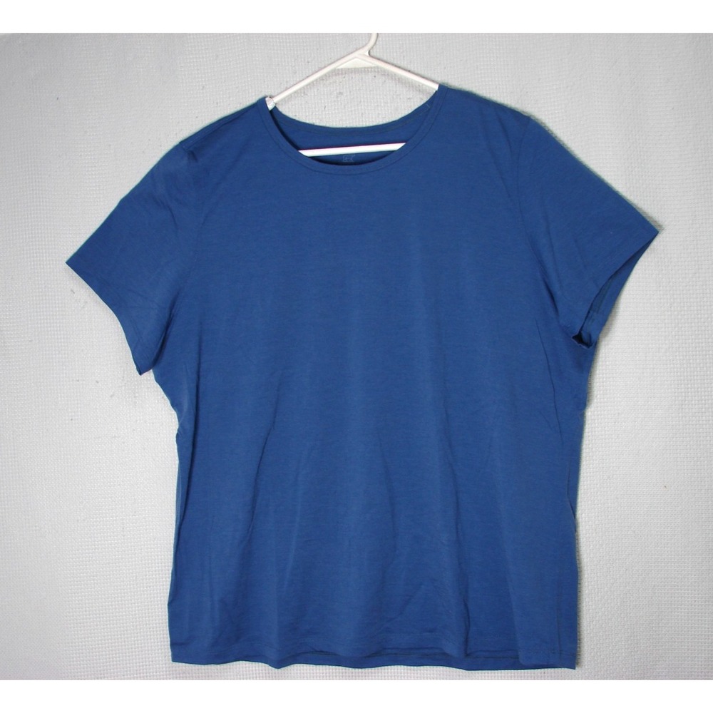 Woolx Liza Crew Neck Tee Merino Wool T-Shirt Womens 1X Blue Short Sleeve
